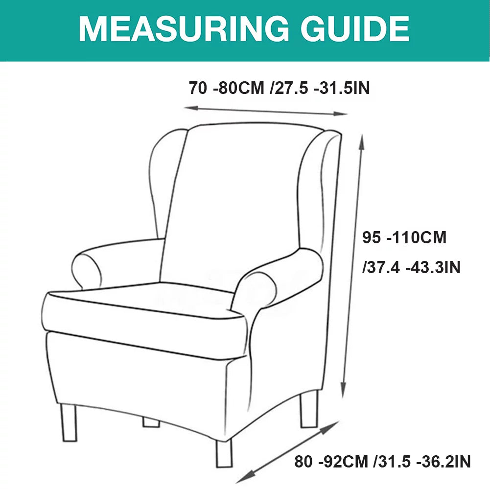 2 Piece Stretch Wingback Chair Slipcovers P25189