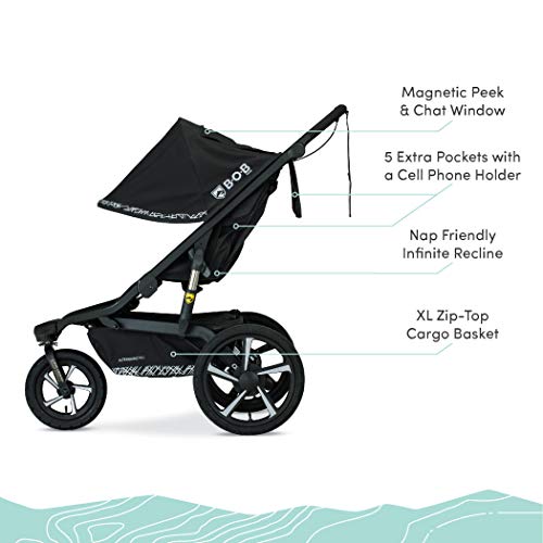 Black Jogging Stroller with Snack Tray and Handlebar Console K979