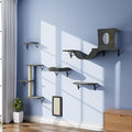 Gray 6 Pcs Wall Mounted Cat Furniture Set Y68017