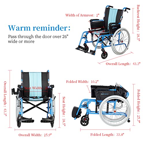 Silver Lightweight Self-propelled Wheelchair with Travel Bag H491