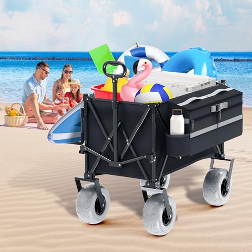 Heavy Duty Collapsible Wagon with All-Terrain 9" Pneumatic Tires and Detachable Cooler F476221