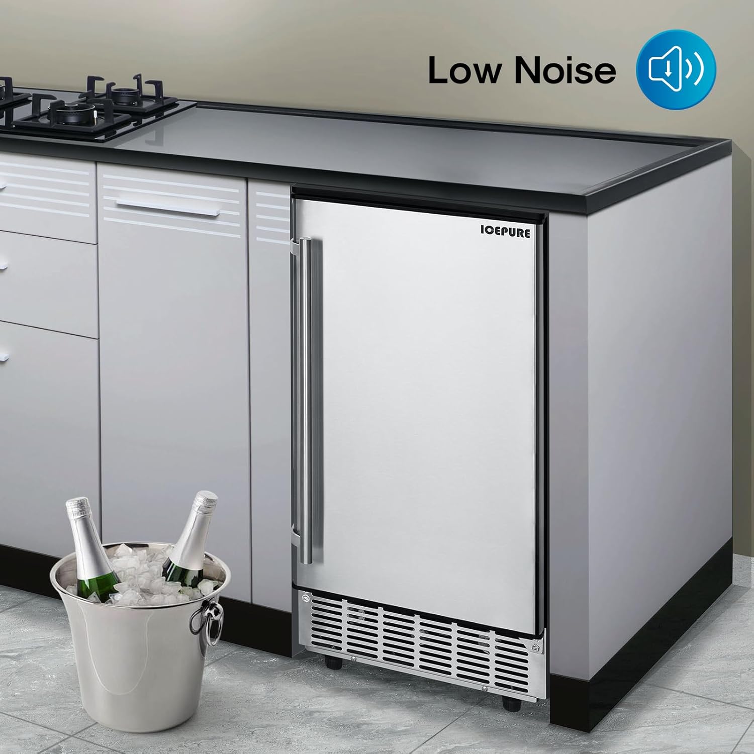 Commercial Ice Maker, Stainless Steel, 80 Lbs/24H H723