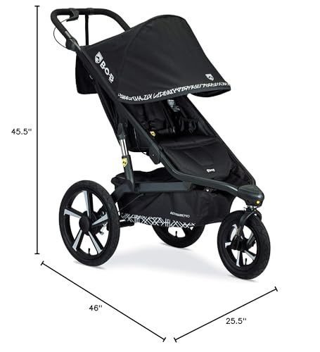Black Jogging Stroller with Snack Tray and Handlebar Console K979