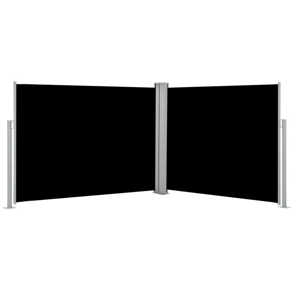 Black Retractable Side Awning Outdoor Divider Fencing Steel Frame Polyester Windscreen 55.1 x 393.7 Inches X394