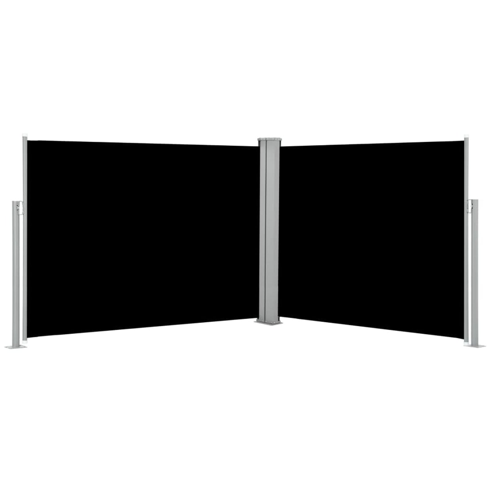 Black Retractable Side Awning Outdoor Divider Fencing Steel Frame Polyester Windscreen 55.1 x 393.7 Inches X394
