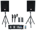 RPG2X10 PA System Mixer Amp 10 inch Speakers Stands Mics Bluetooth M386