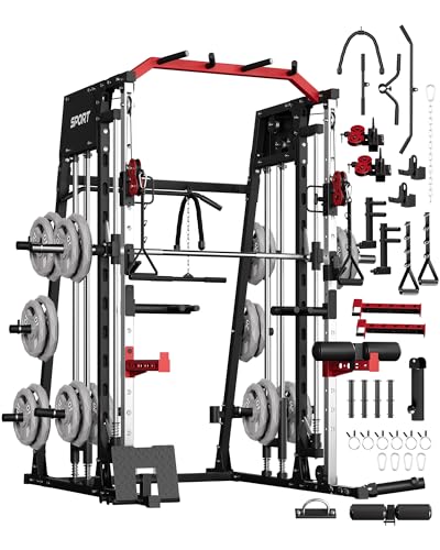 2200LBS Smith Machine Power Cage with Smith Bar, Cable Systems L464