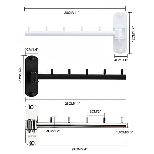 Gray Stainless Steel Folding Wall Mounted Clothes Hanger Rack with Swing Arm A227003