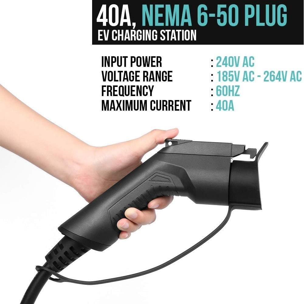 240V 40 Amp Level 2 Electric Vehicle Charging Station with 20ft J1772 Cable & NEMA 6-50 Plug J56134