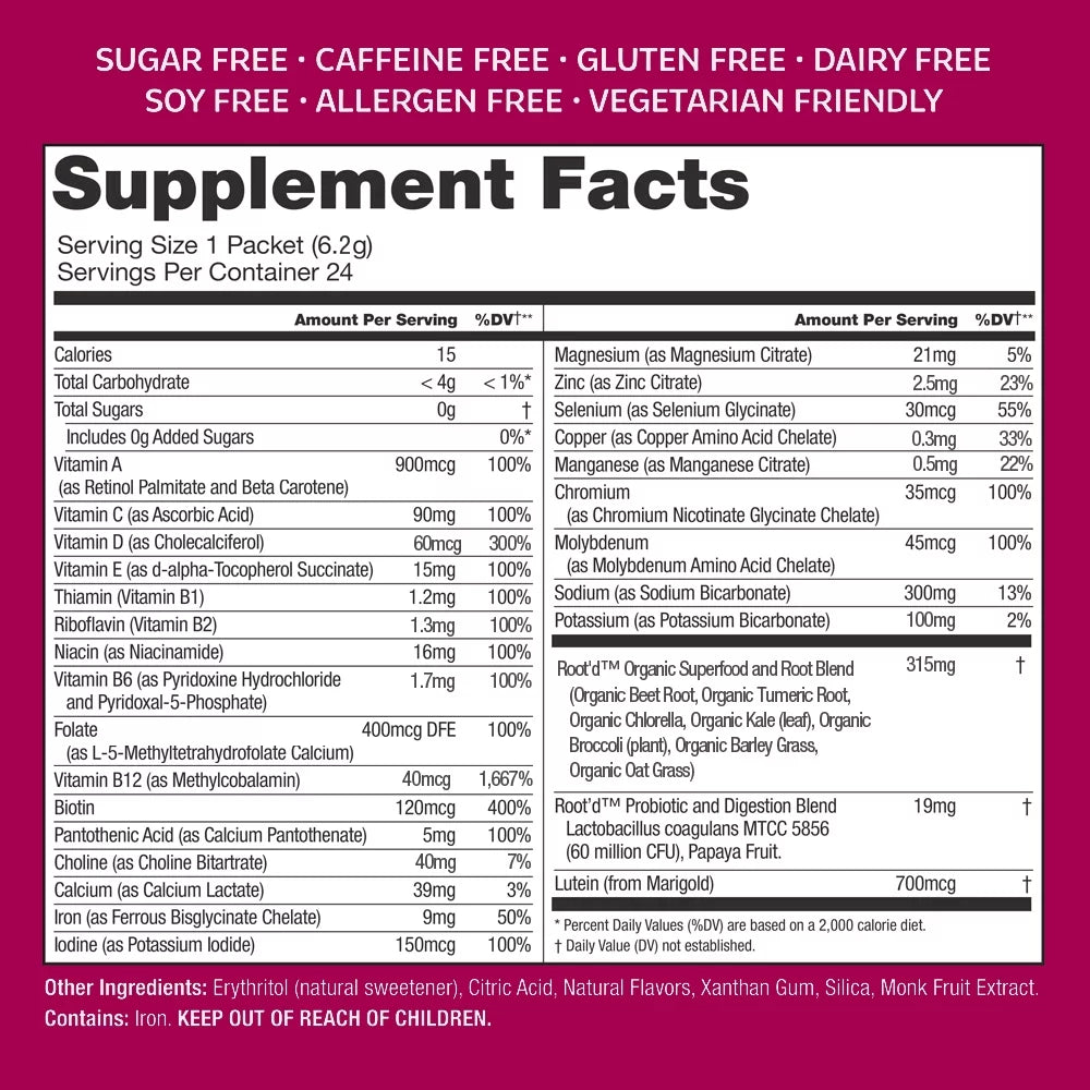 24 Vitamin Drink Mix Packets Sugar-Free Multivitamin Powder R301