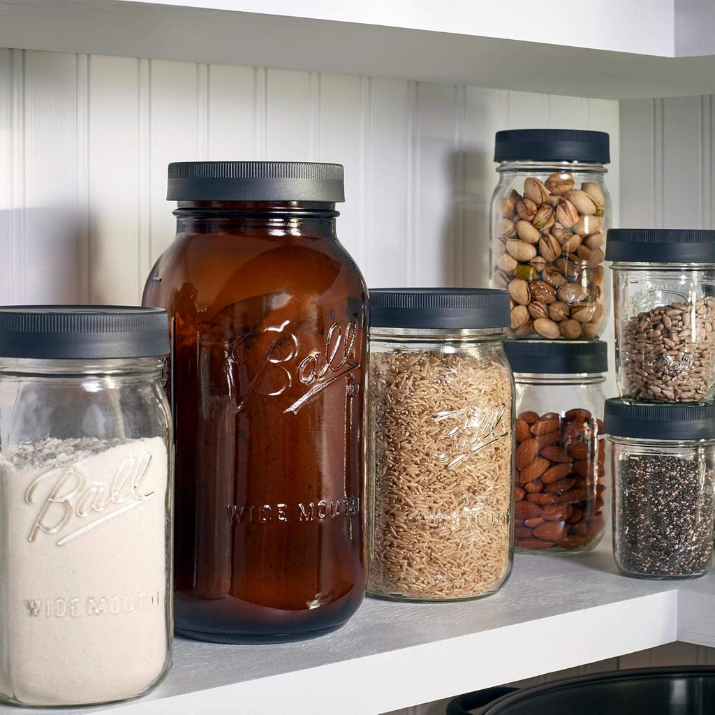 Black Plastic Leak-Proof Lids for Canning Jars, 6/Pack I123