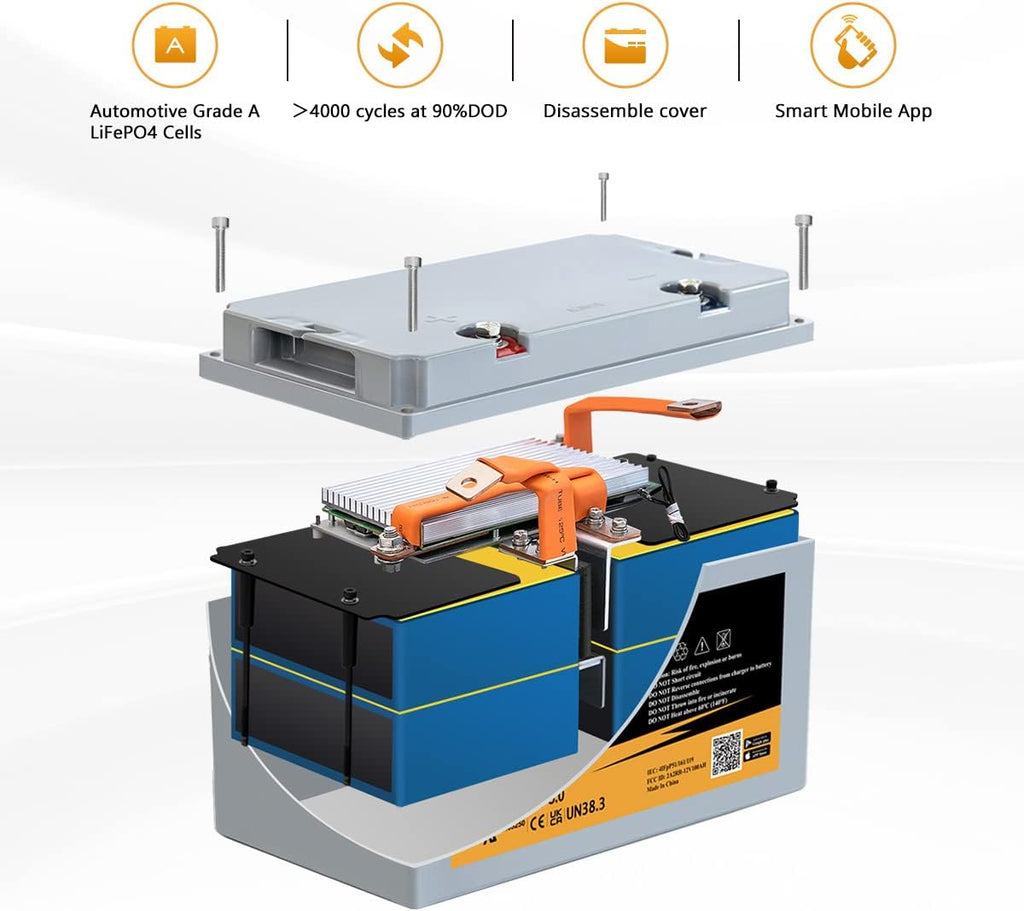 100ah 12V LiFePO4 Battery with Bluetooth L742060