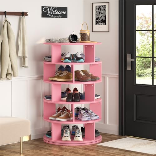 5-Tier Wood Rotating Shoe Rack, Pink R776