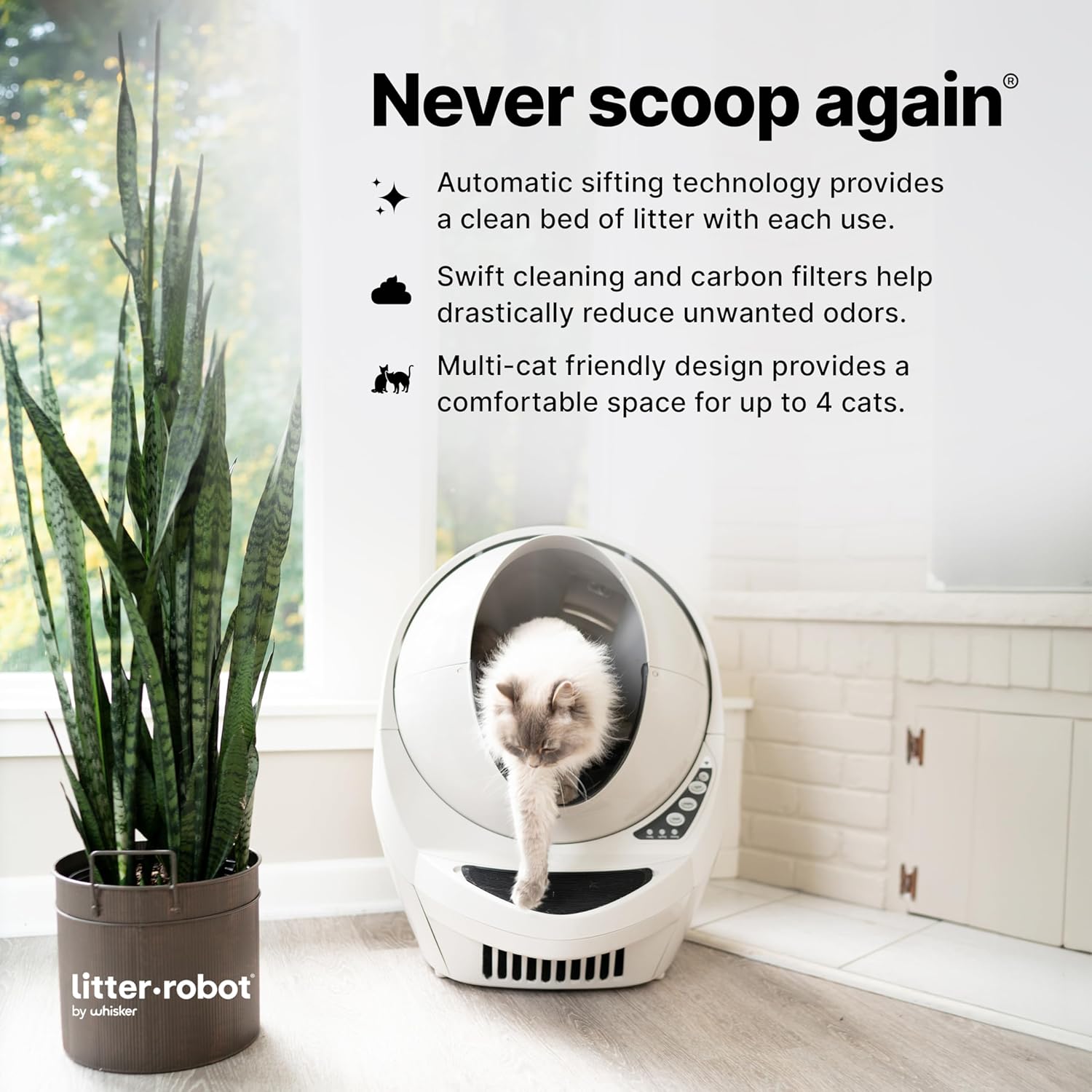 Beige Automatic Self-Cleaning Cat Litter Box A810768