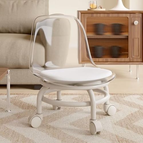 Grey Acrylic Swivel Stool with Backrest and Caster Wheels M71246