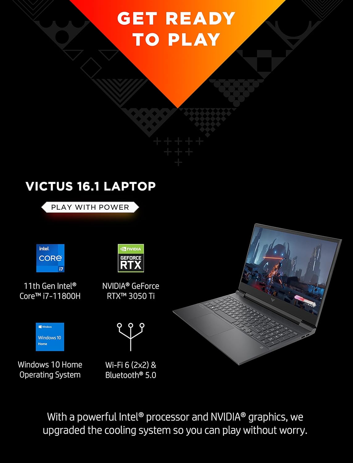 16 Gaming Laptop, NVIDIA GeForce RTX 3050 Ti, Intel Core i7, 8 GB RAM, 512 GB SSD, 144Hz Full HD Display B927