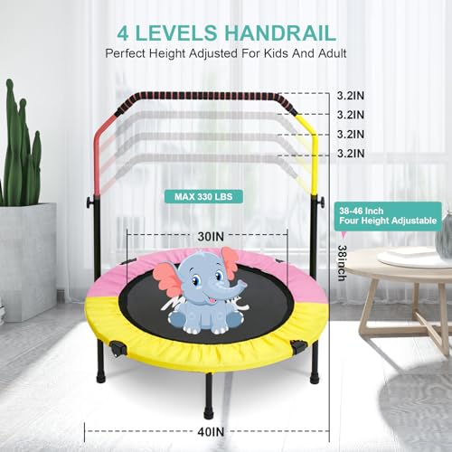 40'' Height-Adjustable Mini Trampoline with Sponge Handle E9187