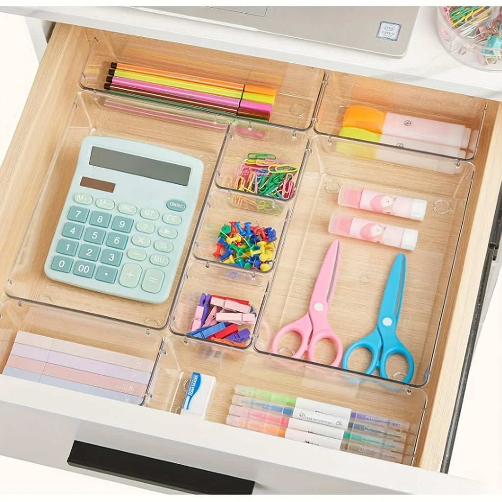 44pcs Clear Plastic Drawer Organizers Set with Non-Slip Pads R1004