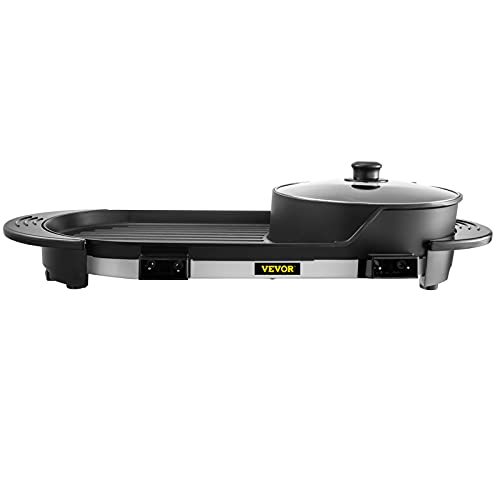 2 in 1 Electric BBQ Grill and Smokeless Hot Pot with Dual Temp Control P94674