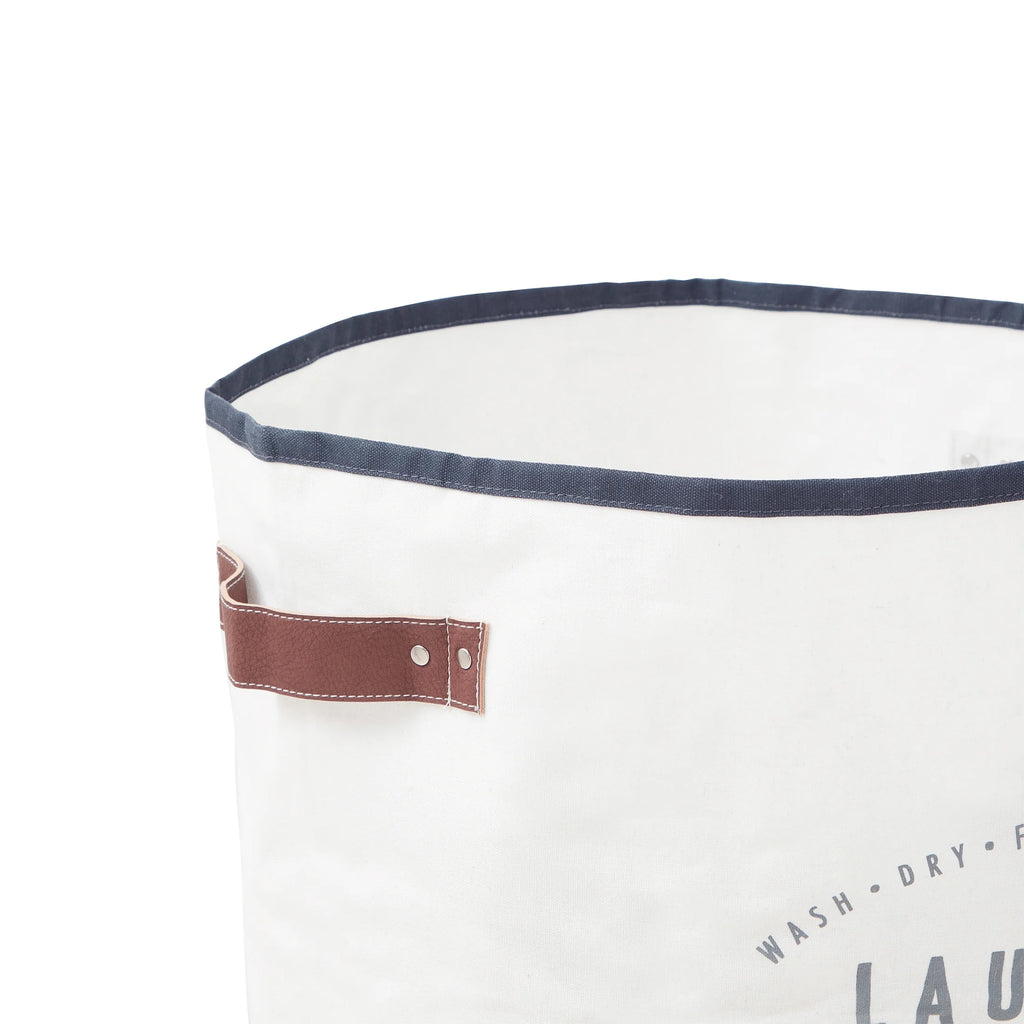 Ivory/Grey Canvas Laundry Hamper, 16" x 25" T950251