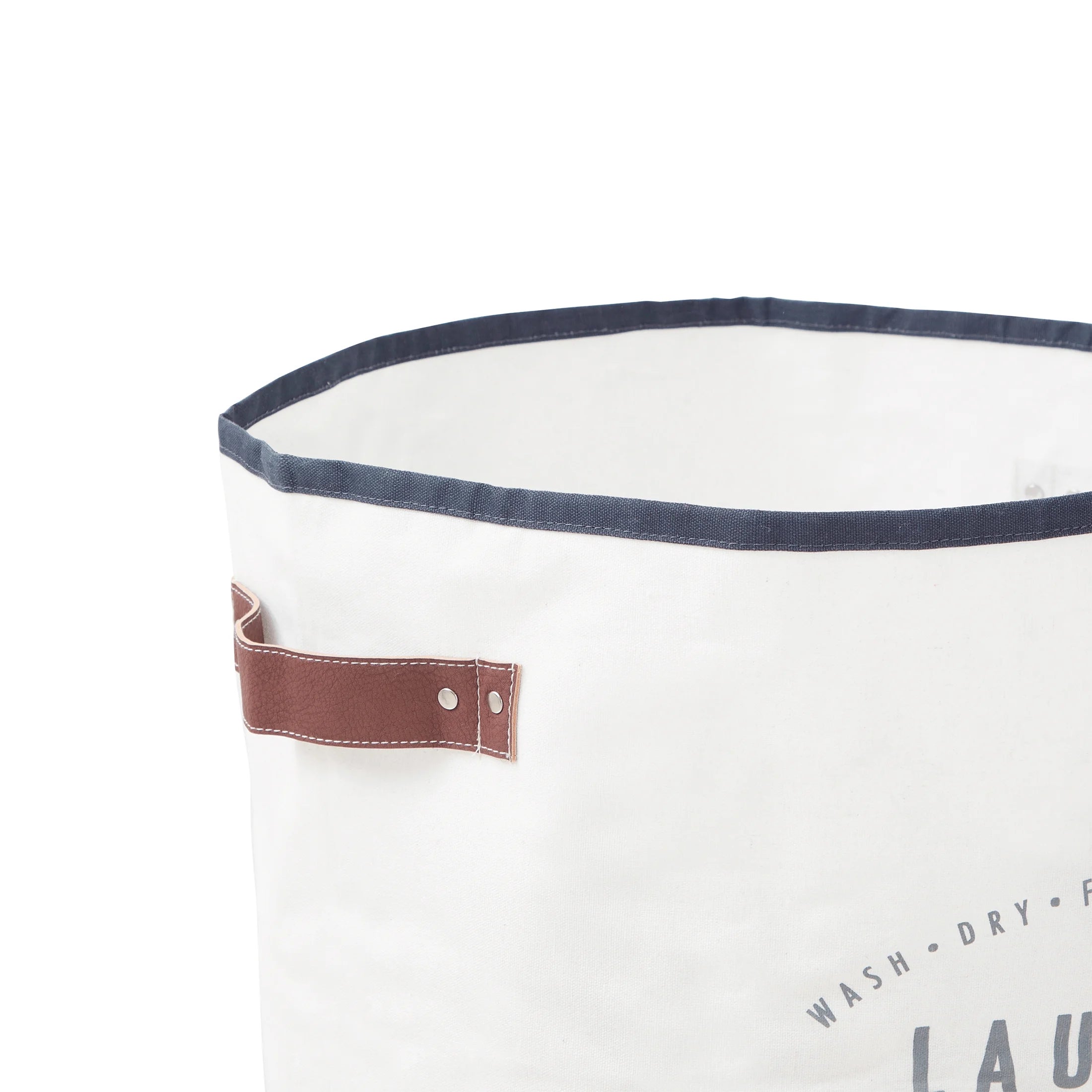 Ivory/Grey Canvas Laundry Hamper, 16" x 25" T950251