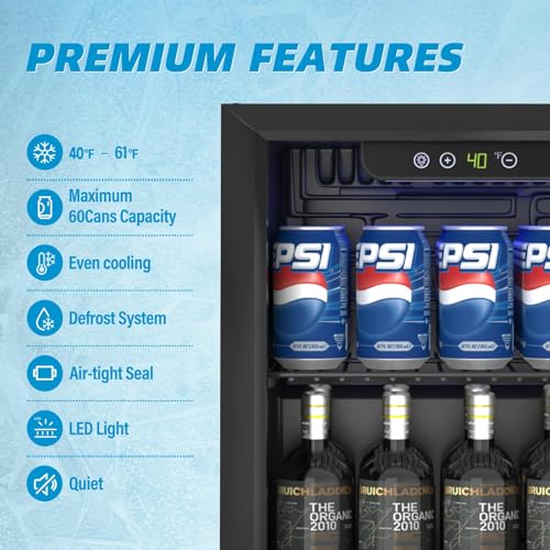 Compact Freestanding Beverage Refrigerator and Skincare Fridge, 0.9 Cu Ft Mini Fridge with Reversible Mirrored Front Door P50659