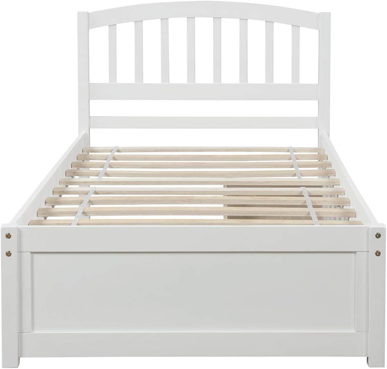 White 79.5x41.8x37.4 inches Platform Double Bed Frame with Two Drawers and Headboard J324