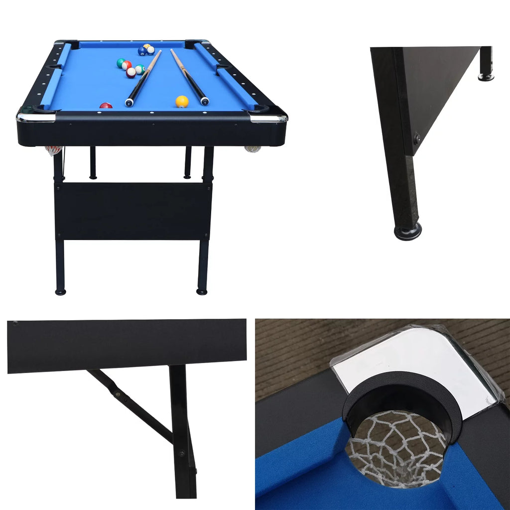 5.5 ft Folding Billiards Table with Blue Felt D7456