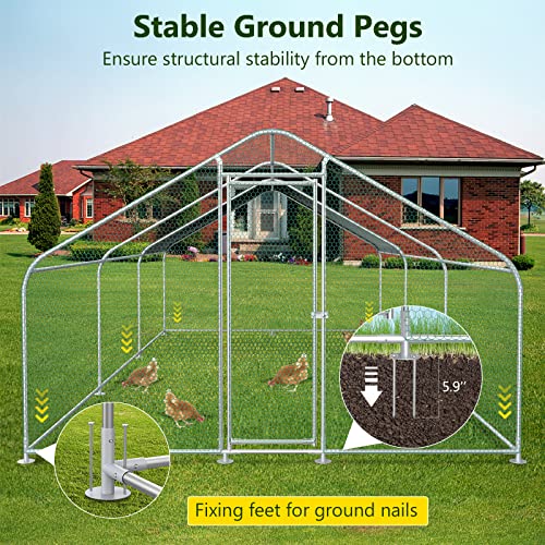 10x20FT Metal Chicken Run with Roof and Waterproof Cover Q5430