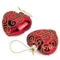 Red Heart Glass Christmas Tree Ornament Set of 2 B106