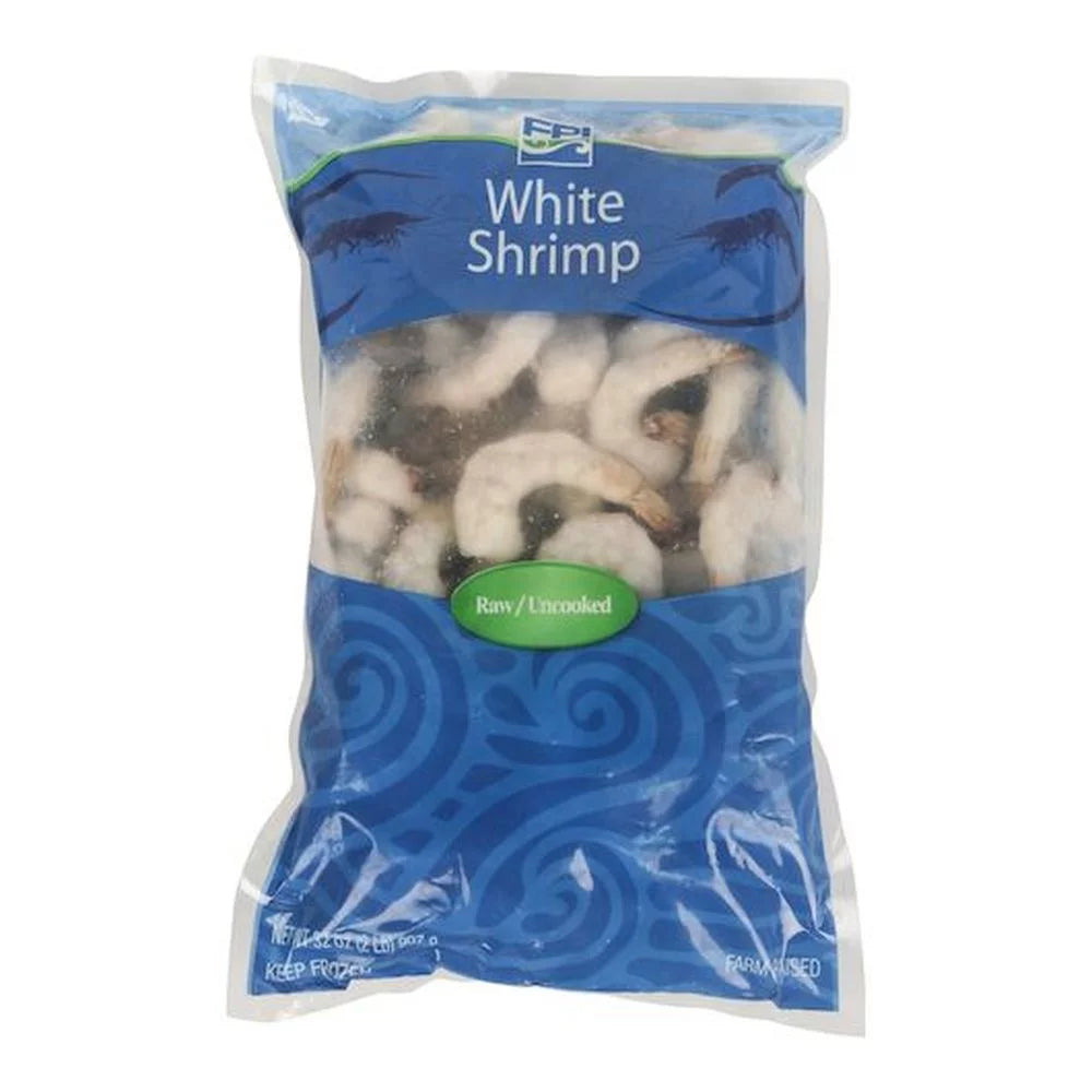 2 Pound IQF Peeled Raw Deveined Tail On White Shrimp O645
