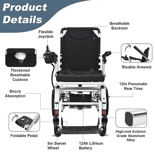 Portable electric wheelchairs Foldable Lightweight All Terrain Power Motorized wheelchairs W17210