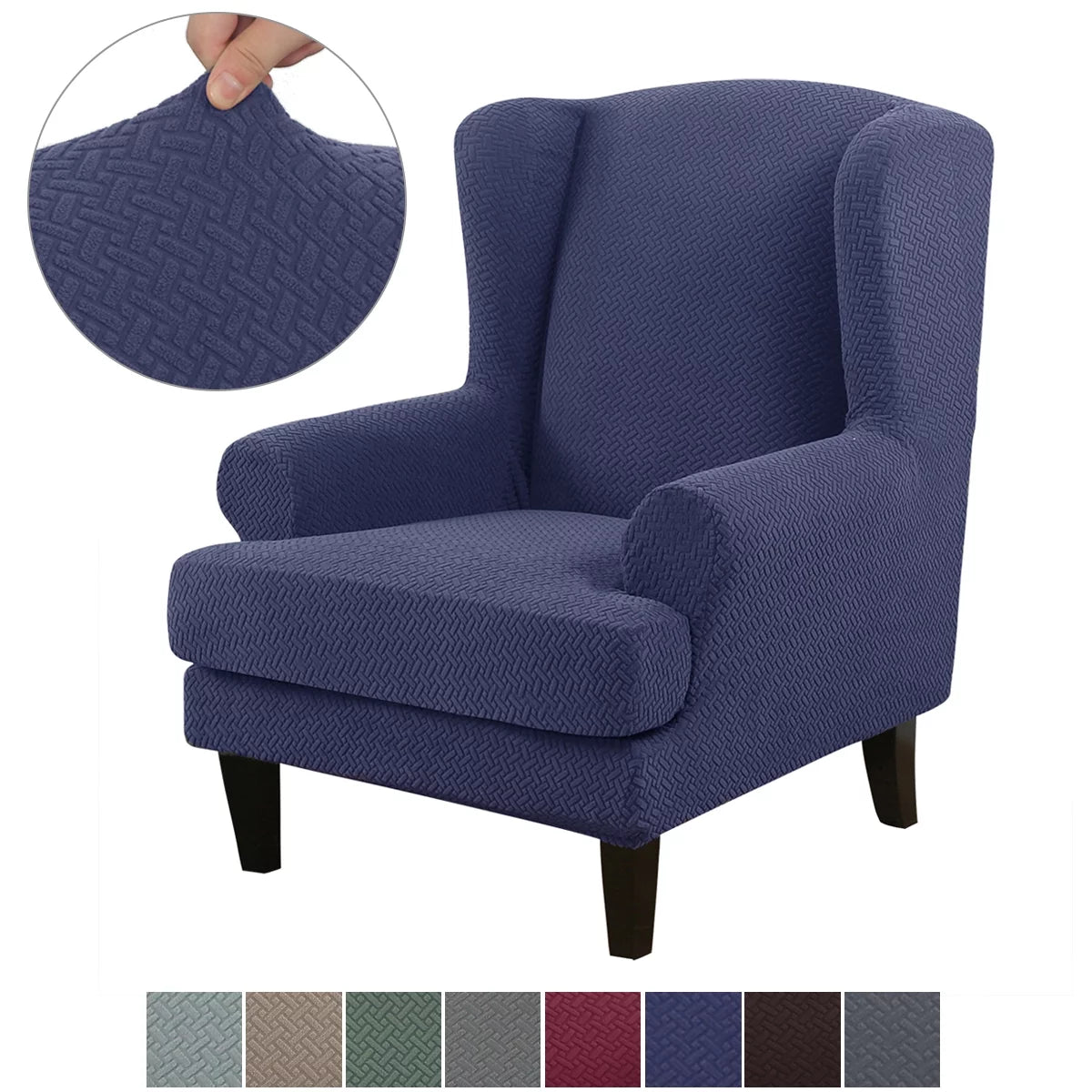 2 Piece Stretch Wingback Chair Slipcovers P25189