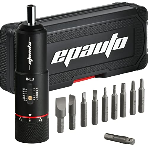 Black 10 to 65 inch-pound Torque Screwdriver Wrench with 10 Bits Set E1580
