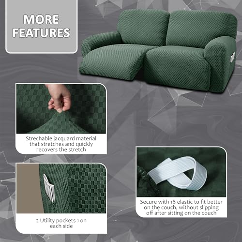 8-Piece Dark Grey Reclining Loveseat Sofa Cover V221457