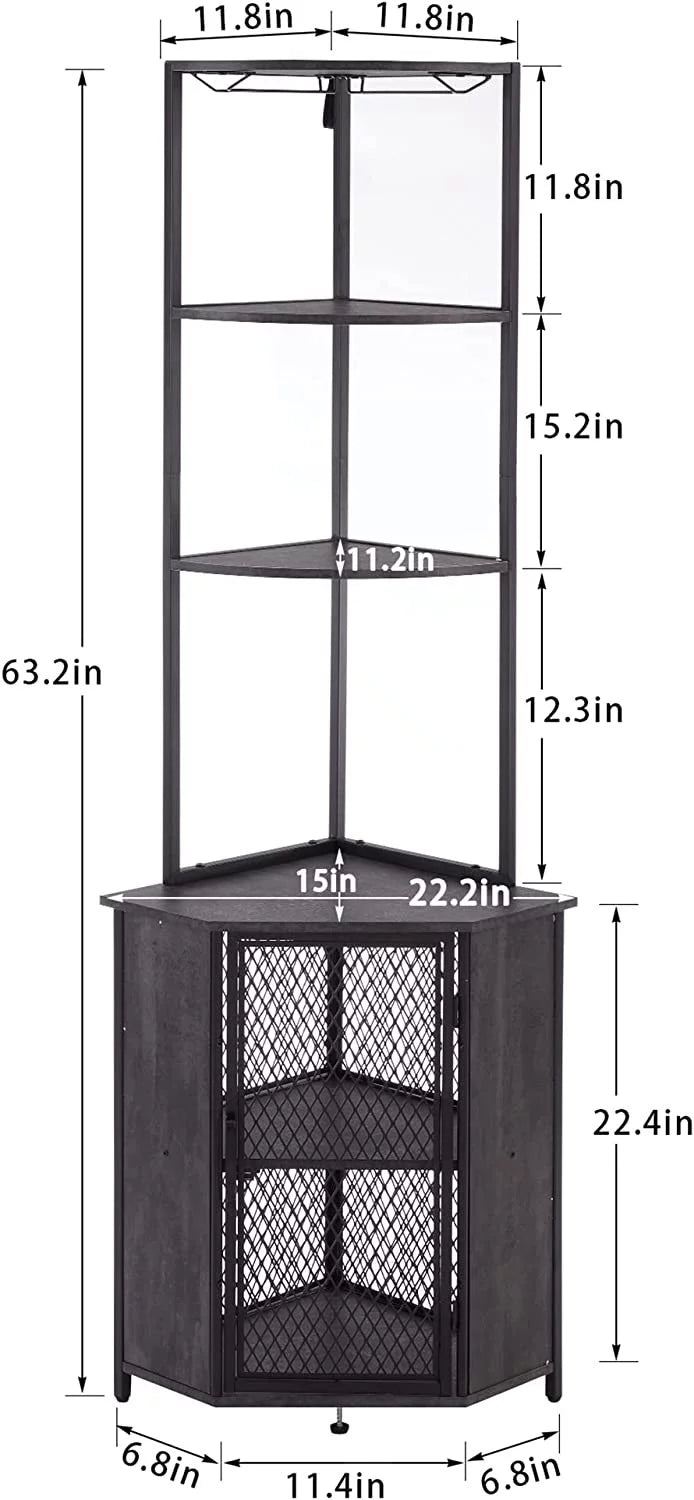 Charcoal Grey 5-Tier Tall Corner Storage Shelf K9341