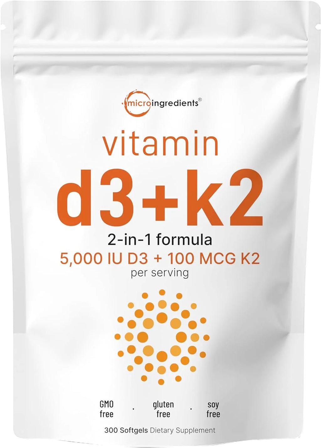 300 Soft-Gels Vitamin D3 5000 IU with K2 100 mcg L726451