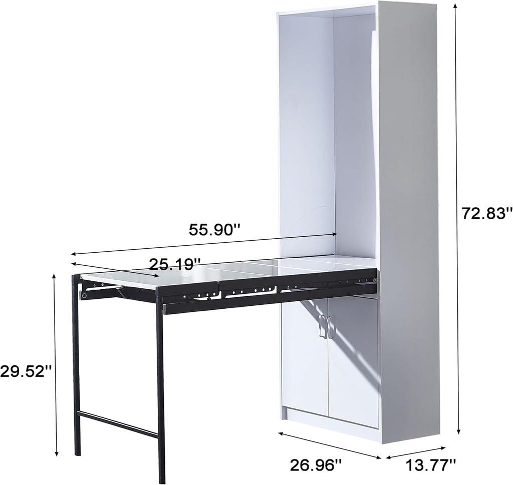 White Wall Mounted Fold Out Desk with Storage Area Q4634