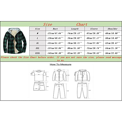 Mens Fleece Lined Flannel Plaid Shirts Jacket Button Down Sherpa Jackets with Hood Long Sleeve Winter Hooded Coats E693356