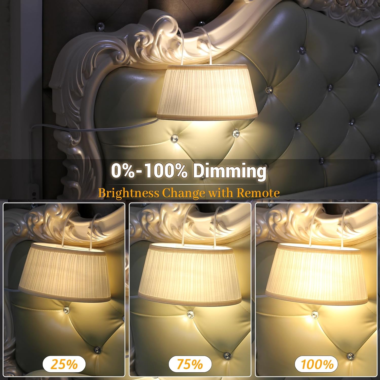 Bed Reading Light with Adjustable Hook and Fabric Shade U92509