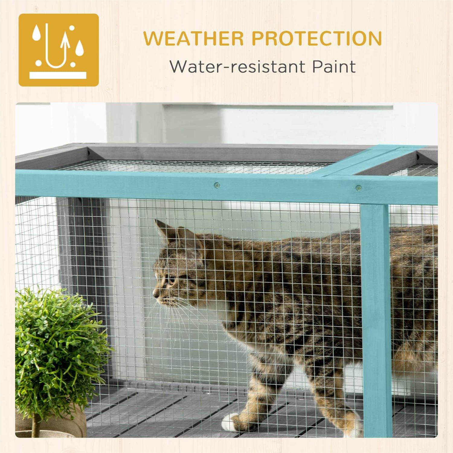 59 Long Cat Tunnel with Extendable Design Wooden Outdoor Cat Tunnel House W73429