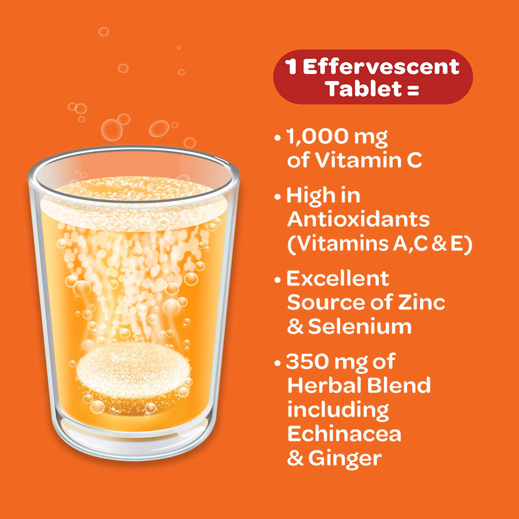 1000mg Vitamin C with Zinc Effervescent Tablets, 36 Tablets, Orange Flavor F91489