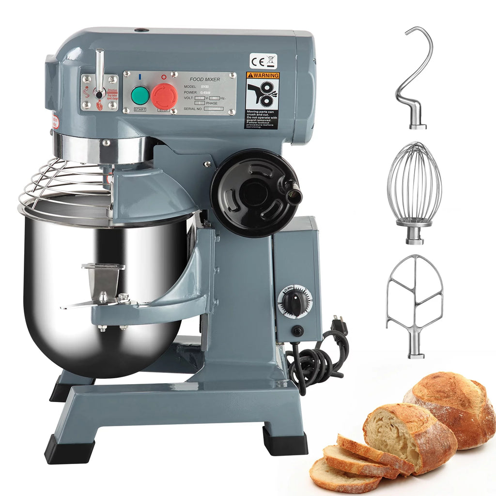 15Qt 600W 3-Speed Commercial Stand Mixer with Stainless Steel Bowl, Dough Hook, Whisk, Safety Guard Z756450