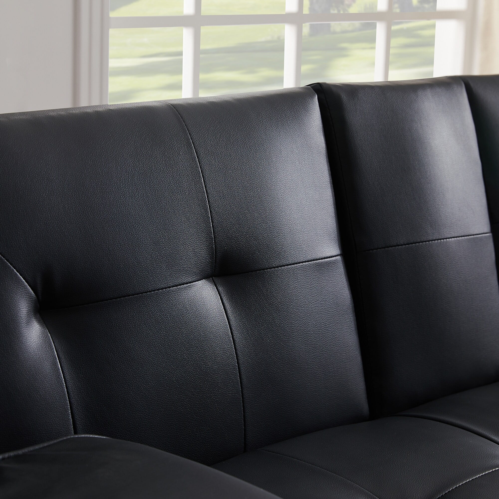 Faux Leather Loveseat Sofa Bed with Cup Holders L248516