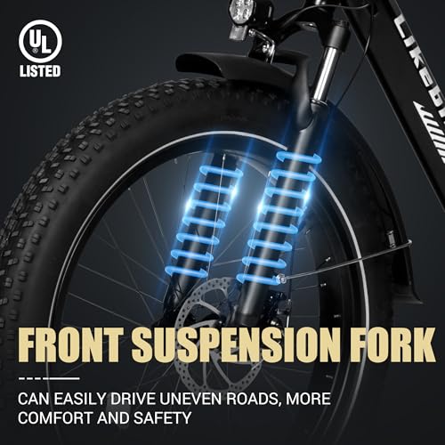 26" Fat Tire Electric Mountain Bike with 48V 13Ah Battery 7-Speed Front Suspension C2198