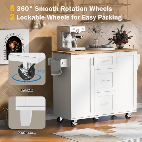 Grey Blue Rolling Kitchen Island With Storage And Drop Leaf K281