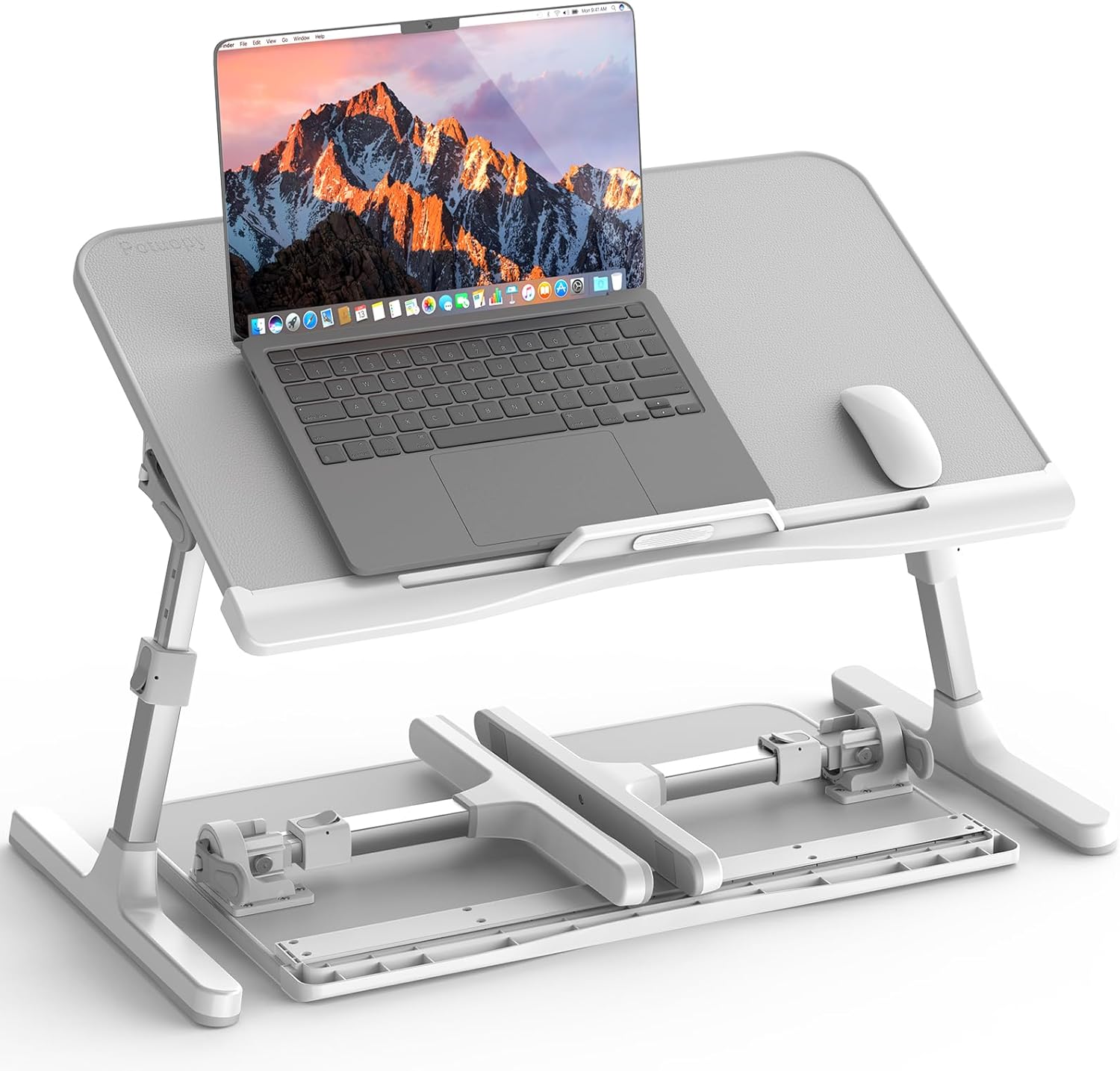 X-Large Marble and Grey Adjustable Folding Lap Desk Tray with Drawer R4563