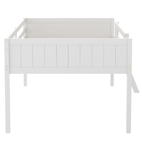 Gray Full Size Low Loft Bed with Safety Guardrail O983