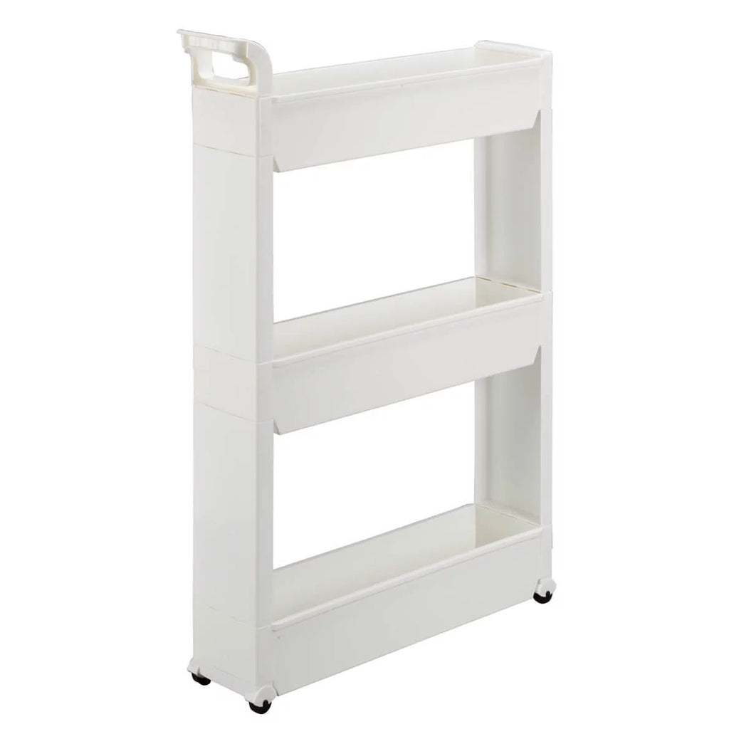 Slim Storage Cart with 3 Baskets and Rolling Casters, Durable Plastic, 21" x 5" x 28 1/4" Y993