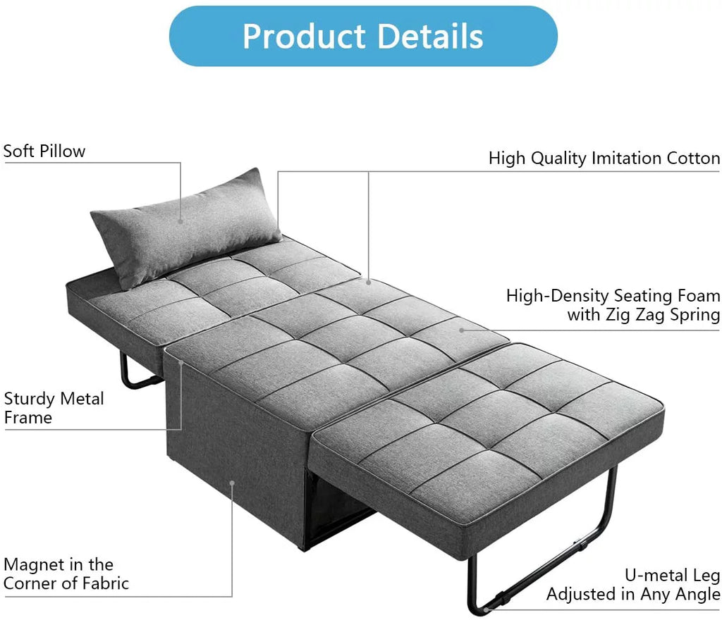 Dark Gray Convertible Sofa Bed I4895